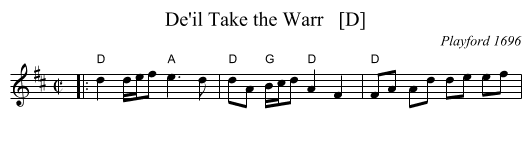 De'il Take the Warr   [D] - staff notation