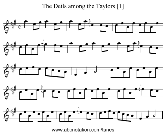 Deils among the Taylors [1], The - staff notation