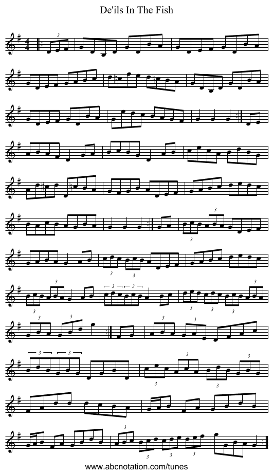 De'ils In The Fish - staff notation