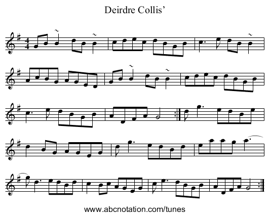 Deirdre Collis’ - staff notation