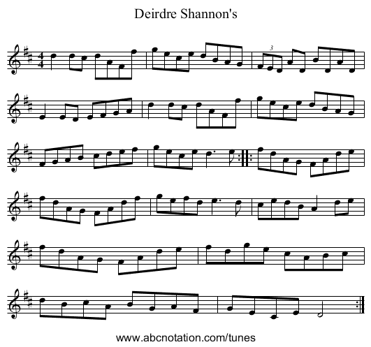 Deirdre Shannon's - staff notation