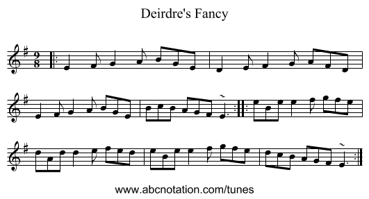 Deirdre's Fancy - staff notation