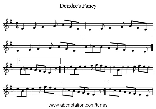 Deirdre's Fancy - staff notation