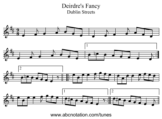 Deirdre's Fancy - staff notation