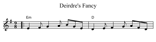 Deirdre's Fancy - staff notation