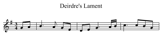 Deirdre's Lament - staff notation
