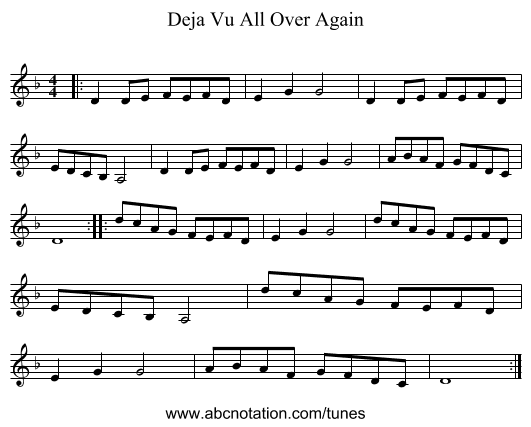 Deja Vu All Over Again - staff notation