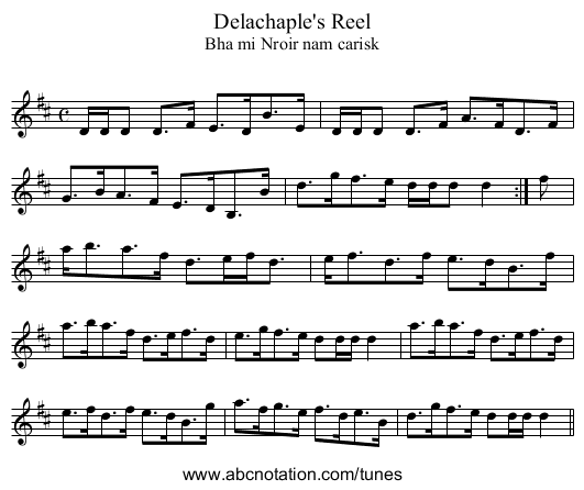 Delachaple's Reel - staff notation