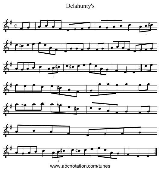 Delahunty's - staff notation