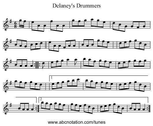 Delaney's Drummers - staff notation