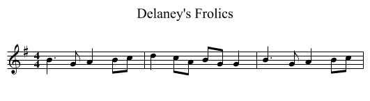 Delaney's Frolics - staff notation