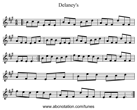 Delaney's - staff notation