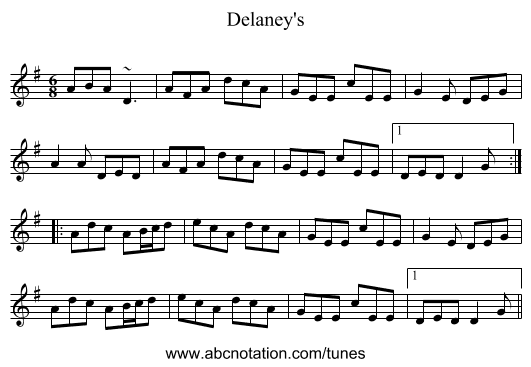 Delaney's - staff notation
