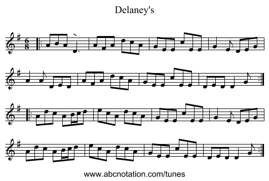 Delaney's - staff notation