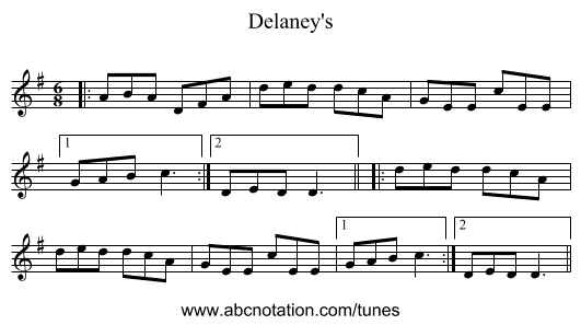 Delaney's - staff notation