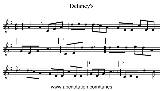 Delaney's - staff notation