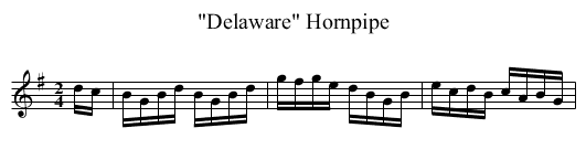Delaware Hornpipe - staff notation