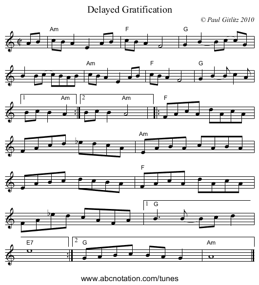 Delayed Gratification - staff notation
