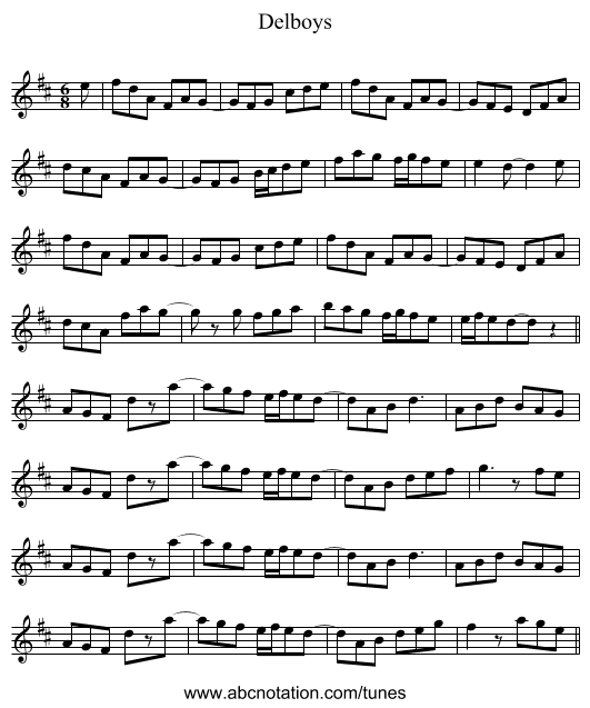 Delboys - staff notation