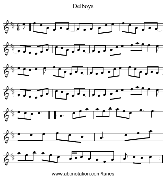 Delboys - staff notation