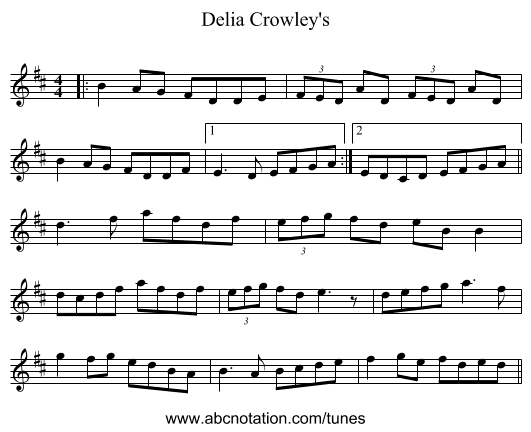 Delia Crowley's - staff notation