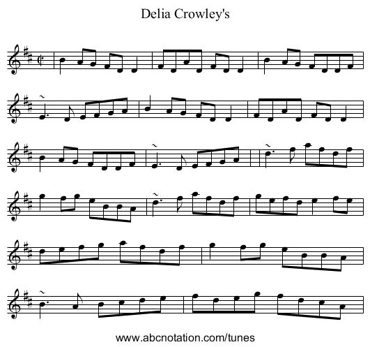 Delia Crowley's - staff notation