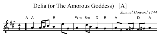Delia (or The Amorous Goddess)   [A] - staff notation