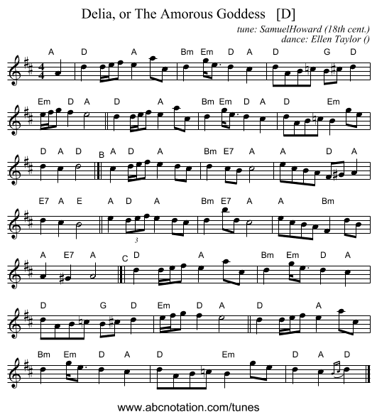 Delia, or The Amorous Goddess   [D] - staff notation