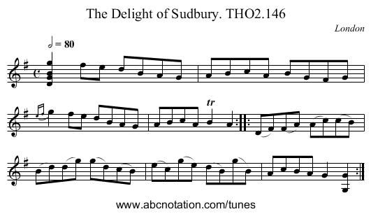 Delight of Sudbury. THO2.146, The - staff notation