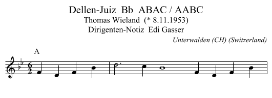 Dellen-Juiz  Bb  ABAC / AABC - staff notation