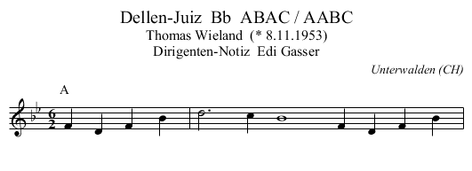 Dellen-Juiz  Bb  ABAC / AABC - staff notation