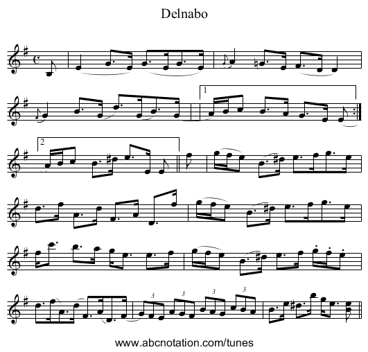 Delnabo - staff notation