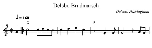 Delsbo Brudmarsch - staff notation
