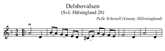 Delsbovalsen - staff notation