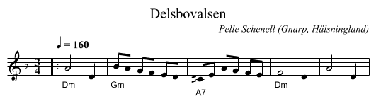 Delsbovalsen - staff notation