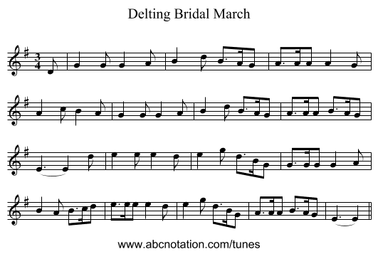 Delting Bridal March - staff notation
