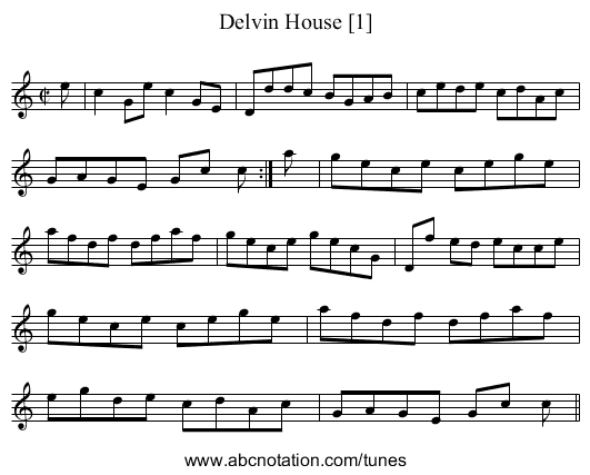 Delvin House [1] - staff notation