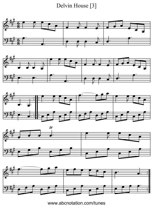 Delvin House [3] - staff notation