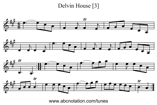 Delvin House [3] - staff notation