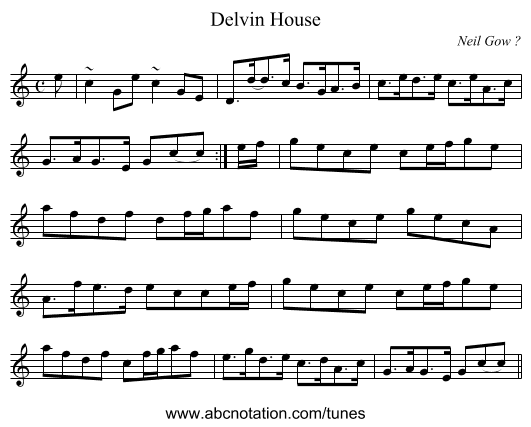 Delvin House - staff notation