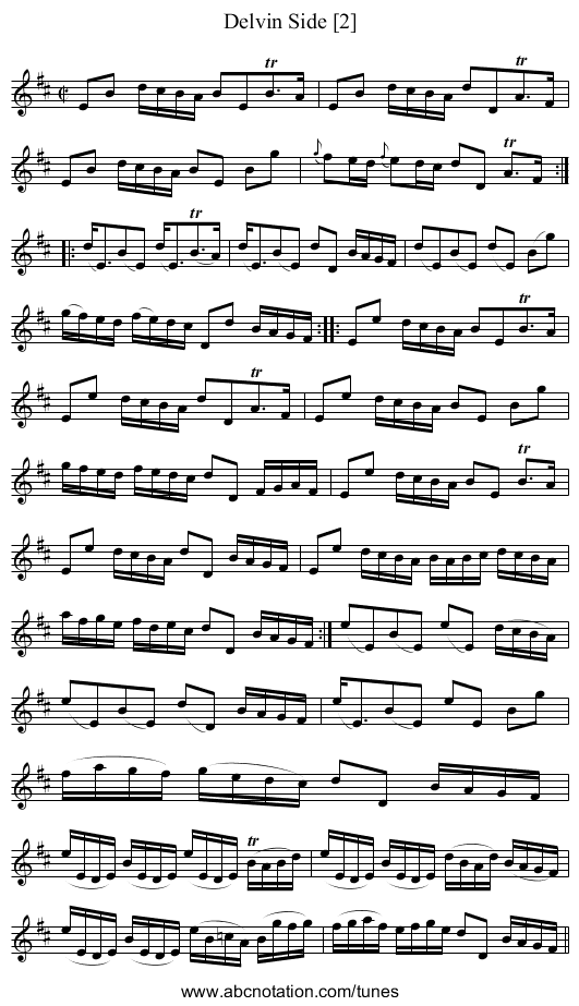 Delvin Side [2] - staff notation