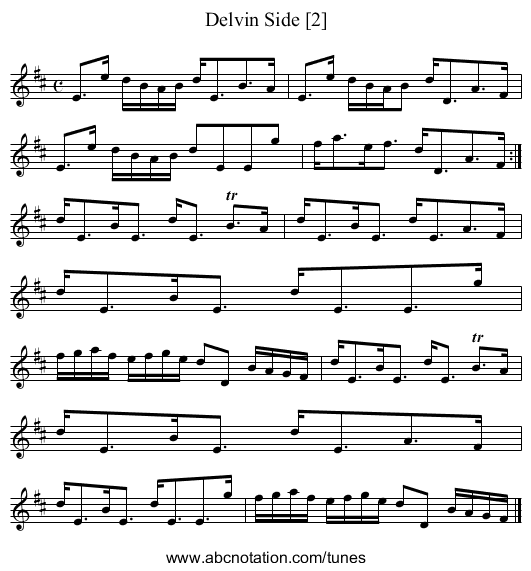 Delvin Side [2] - staff notation