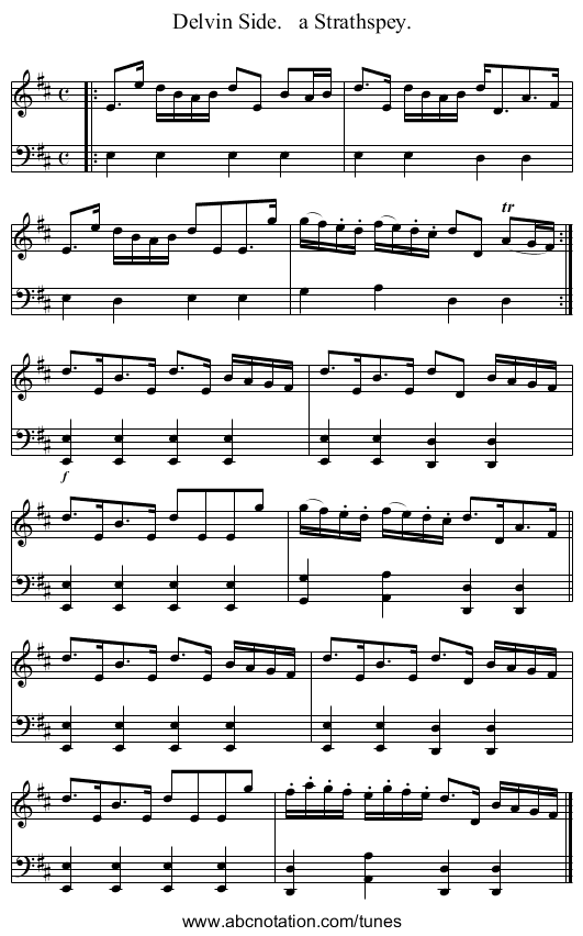 Delvin Side.   a Strathspey. - staff notation