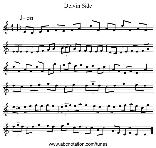 Delvin Side - staff notation