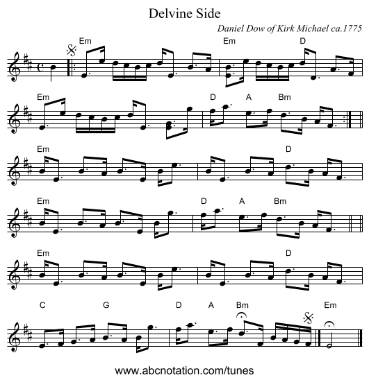 Delvine Side - staff notation