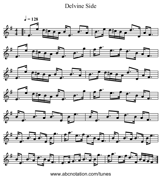 Delvine Side - staff notation