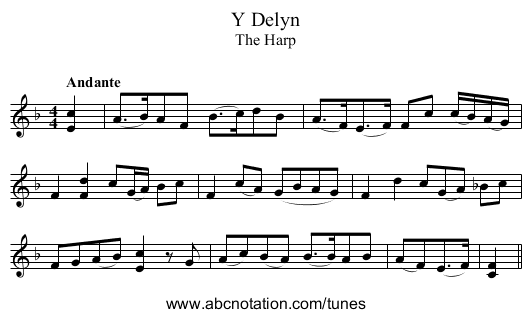 Delyn, Y - staff notation
