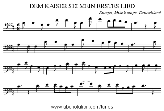 DEM KAISER SEI MEIN ERSTES LIED - staff notation