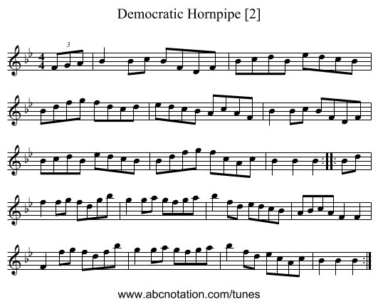 Democratic Hornpipe [2] - staff notation