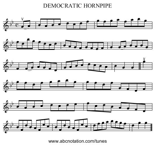 DEMOCRATIC HORNPIPE - staff notation